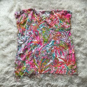 Lilly Pulitzer Floral Fringe Shift‎ Coverup Dress S/M